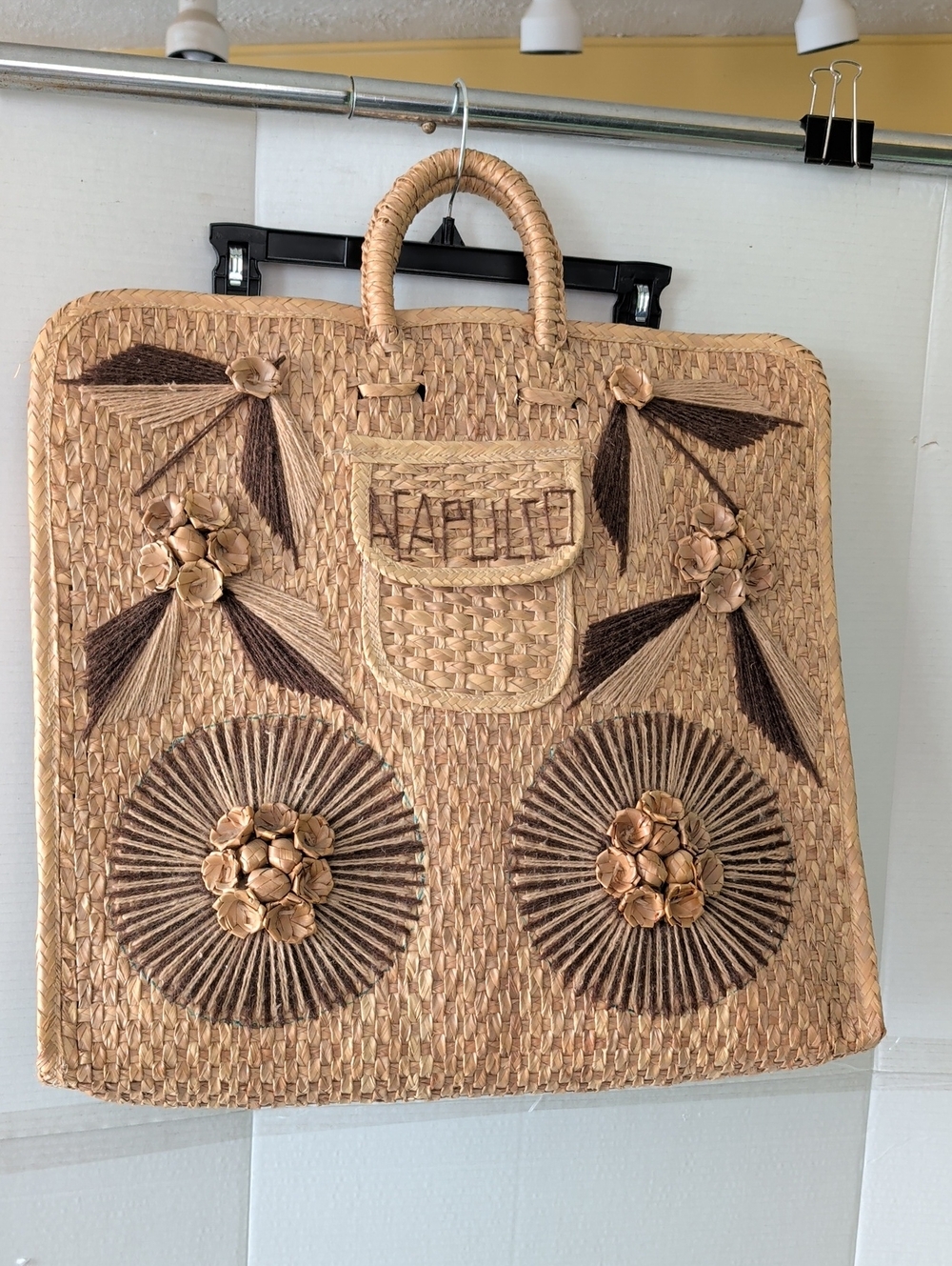 VTG Acapulco Large Woven Straw Tote Beach Bag  Floral Accents Roomy Sturdy Chic